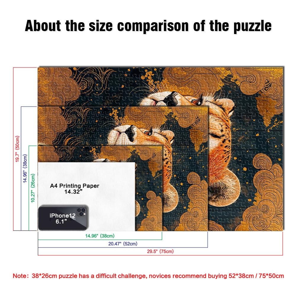 Puzzle per adulti e ragazzi 2000 pezzi Ghepardo con nuvole dorate Adatto a persone dai 14 anni in su sfida educativa Attività divertenti a casa, regali di compleanno, regali di viaggio
