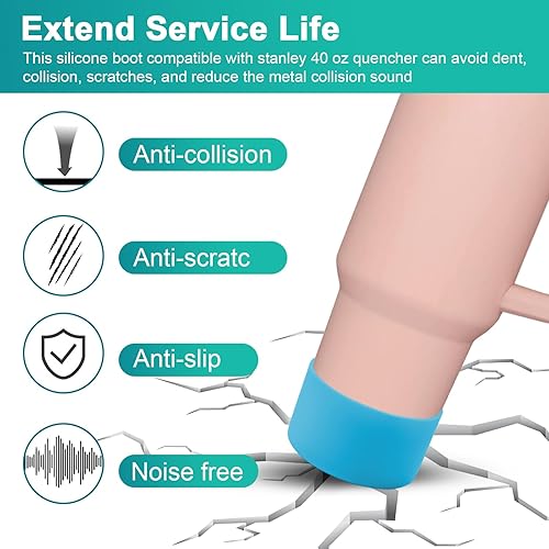 Miniatura 4 de Paquete de 4 botas de silicona para Stanley Cup de 40 onzas Quencher Adventure y Stanley IceFlow de 30 onzas y 20 onzas, reduce los arañazos de