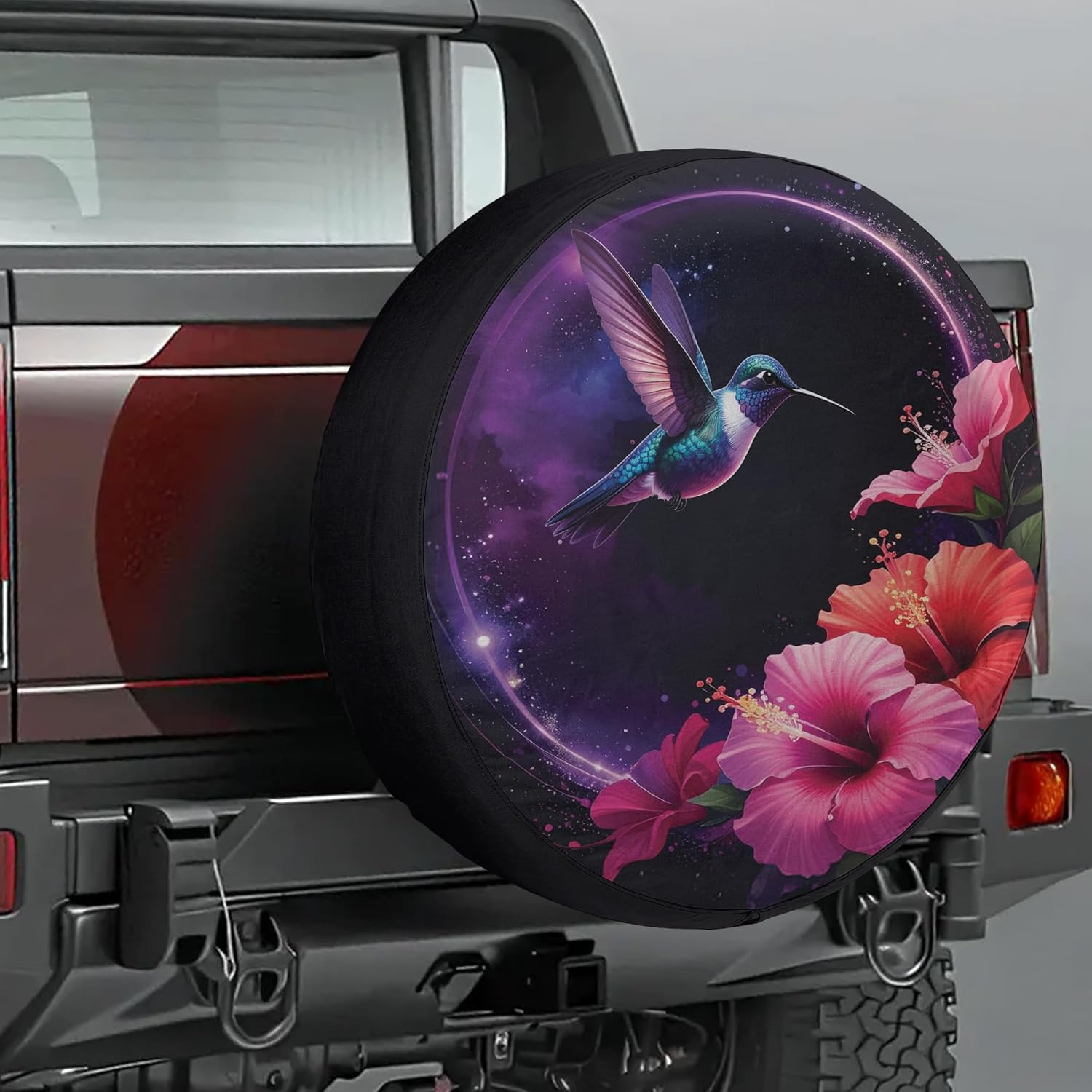 VanLich Shop Floral Hummingbird Spare Tire Cover with/Without Backup Camera Hole – Nature Lovers Tire Cover