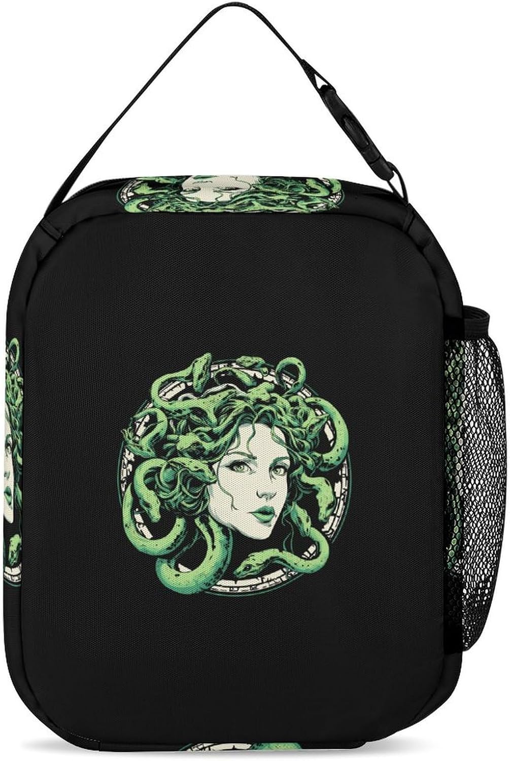 Medusa Green Snakes Funny Backpack 3 Piece Set Daypack with Lunch Bag And Pencil Case for Outside Activities Travel image 5