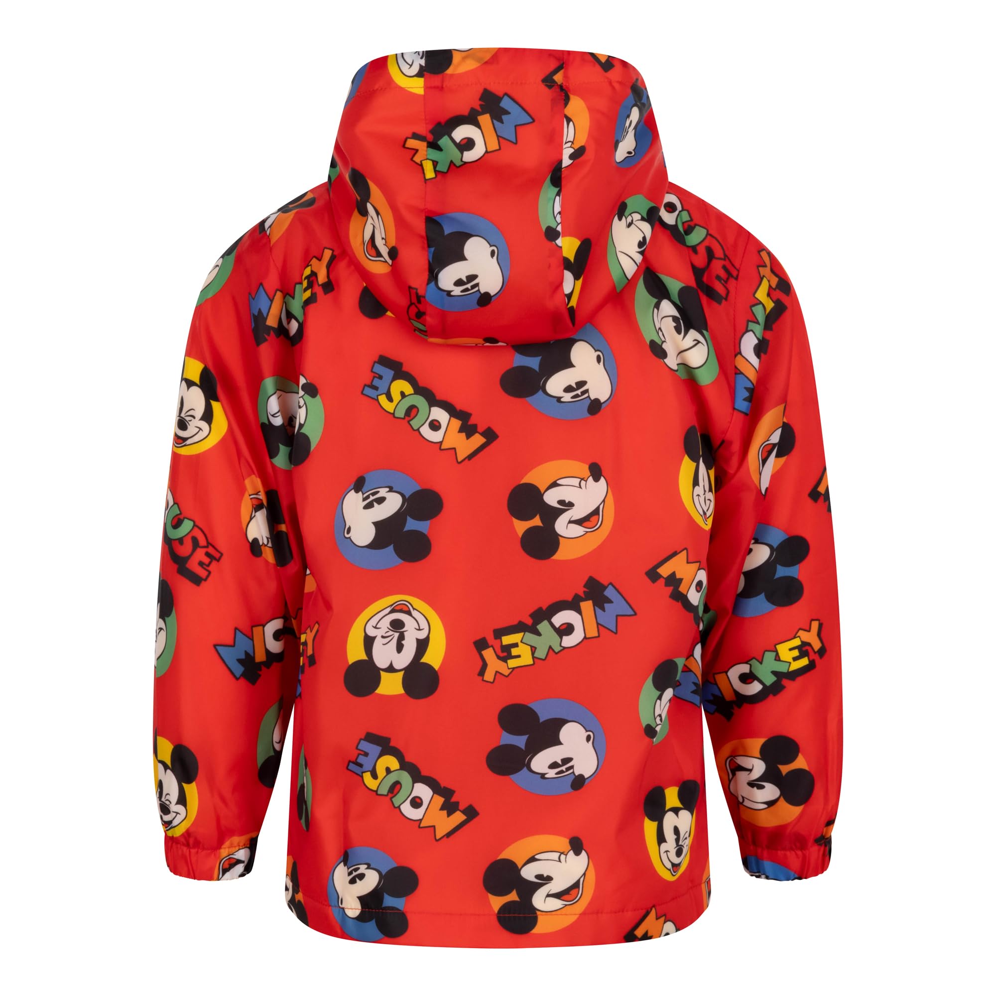 Disney Mickey Mouse Chubasquero con capucha, chaqueta con forro polar aislante, Mickey Mouse, Rojo