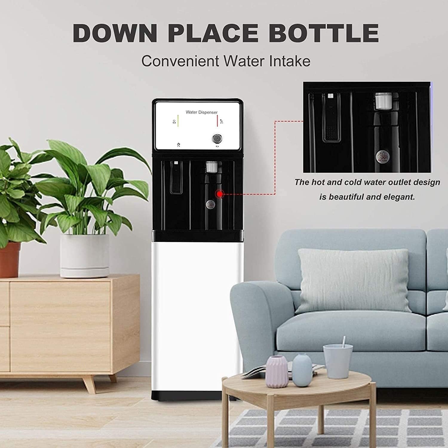 JBKYANAN Floor Standing Water Dispenser,Bottled Water Cooler,Cooling Machine 3-Second Instant Boil,Cold and Hot,Dual Function,Ideal for Home,Office, Chilled Water,Tea,Coffee