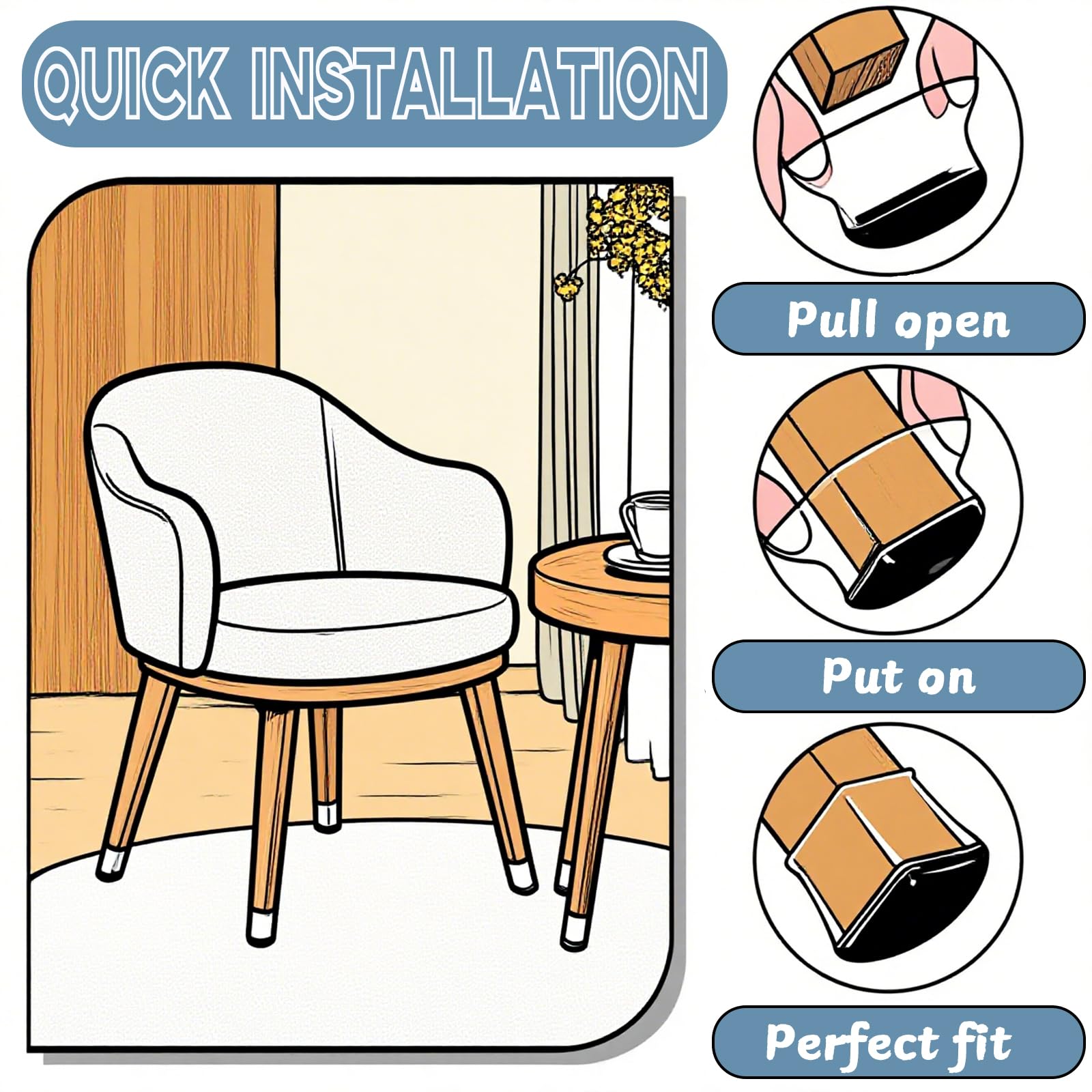 16Pcs Chair Leg Floor Protectors, Furniture Pads Floor Protectors with TPE + Polyethylene - Image 4