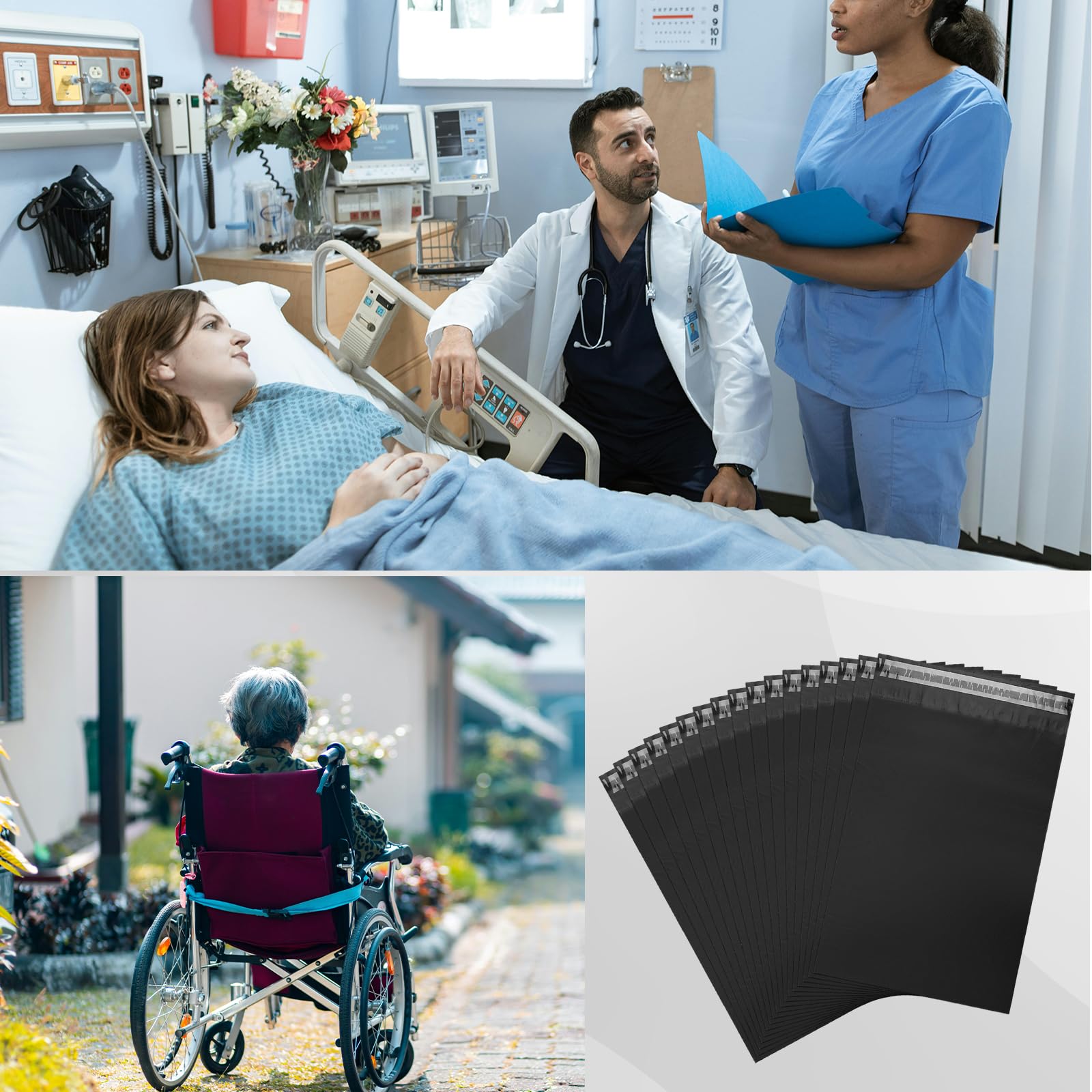 100 Pack Adult Diaper Disposal Bags,Black Disposable Incontinence Pad bags 9.84 x 13.78inches Adult Diapers Disposable Bags with Storage Bag for Adult Diapers,Incontinence Underwear