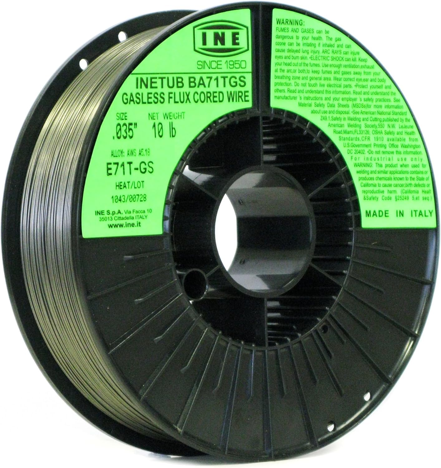 INE TUB BA71TGS - Filo di saldatura con anima in acciaio al carbonio, bobina da 4,5 kg, 0,08 cm