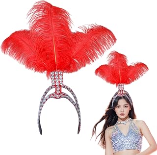 AZIDWERYQ Diademas de plumas para mujer, tocado de plumas Showgirl de los años 20, diadema de Mardi Gras, accesorio para disfraz