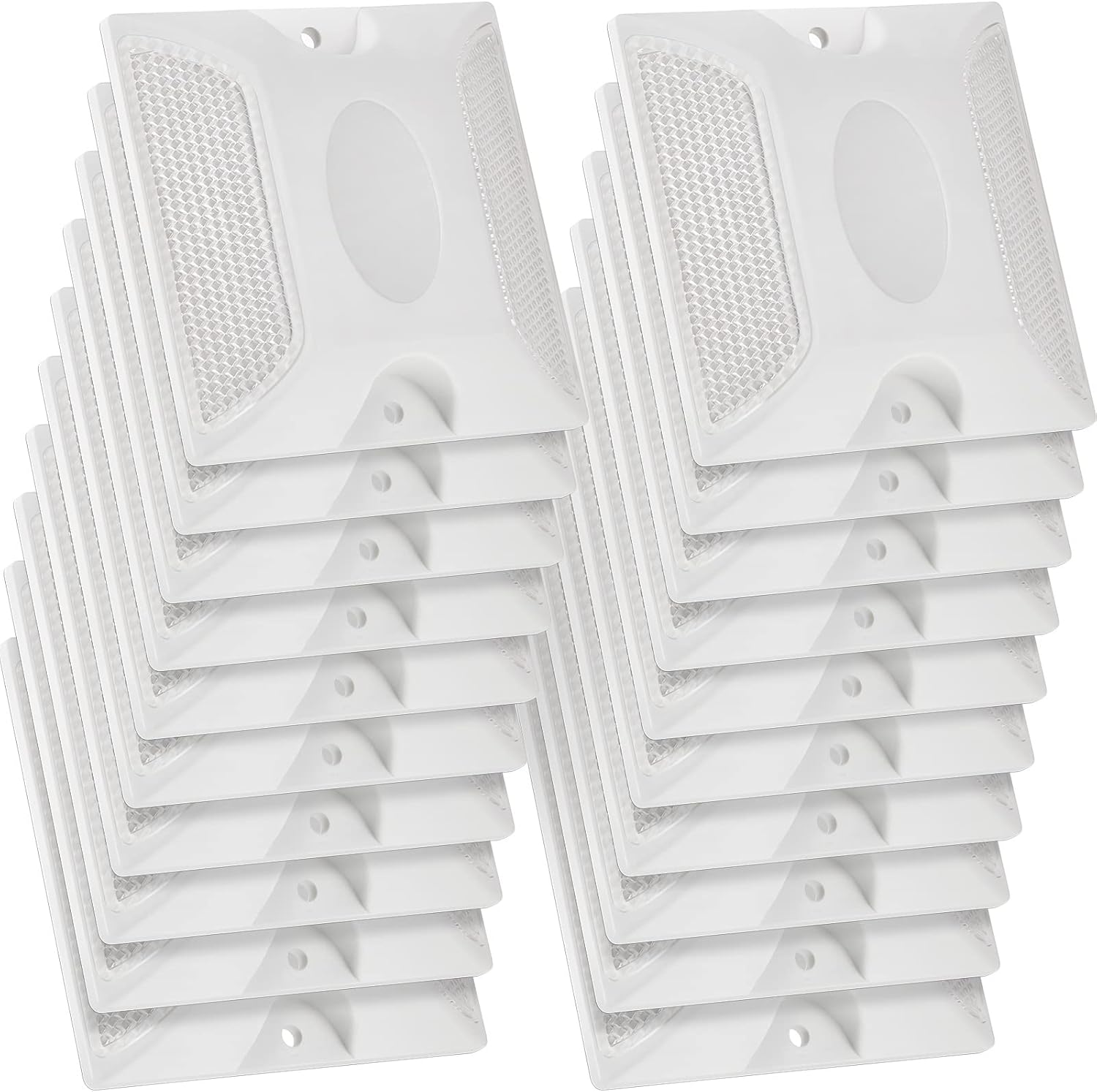 Dunzy 30 Pcs Road Reflectors 4 by 4 Inch Street Pavement & Asphalt Stud Markers Reflective Driveway Markers Driveway Reflectors Stud Markers for Sidewalks Pedestrian Crossings Freeways (White)