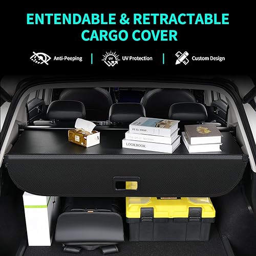Miniatura 9 de Tecoom Cubierta de carga de coche para Toyota RAV4 2013 2014 2015 2016 2017 2018 accesorios, cubierta retráctil para maletero compatible con RAV4