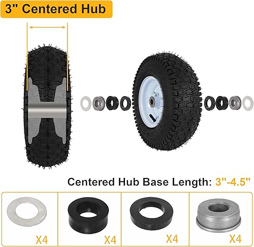 Miniatura 10 de Juego de neumáticos y tubos interiores para cortacésped de 13x5.00-6 compatibles con tractor de patio, camión de mano, cortacésped, tractor de