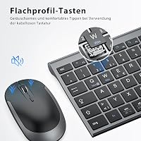 iClever 2.4G Vezeték Nélküli Billentyűzet és Egér Szett, USB-C Újratölthető, Teljes Méretű, Vékony és Tartós, Windows 7/8/10 és Mac OS Kompa 5