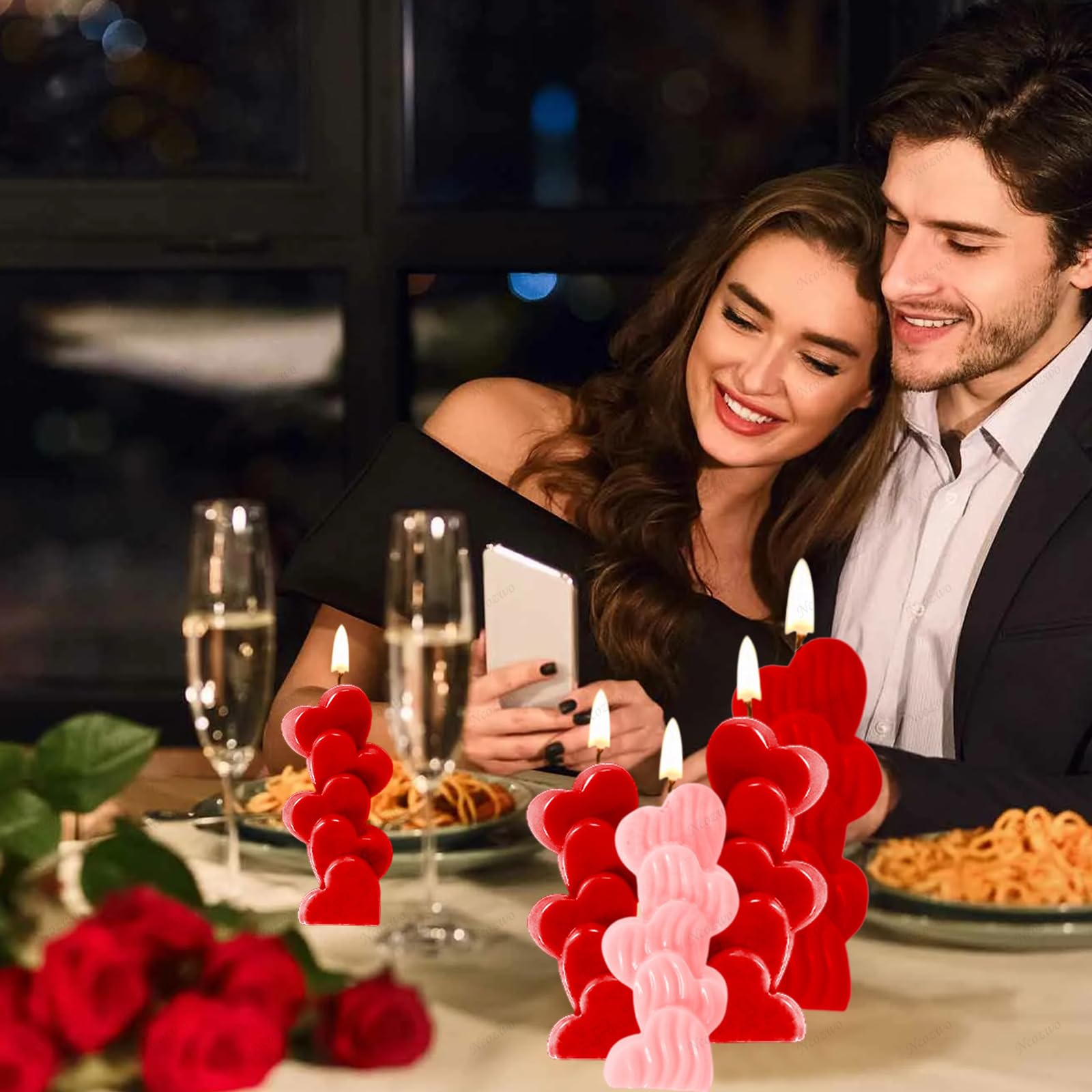 2 Pcs 3D Love Heart Silicone Candle Molds Valentine's Day Resin Silicone Mold for Candles Making Casting Silicone Moulds for DIY Candle Making Aromatherapy Clay Craft Plaster Decoration