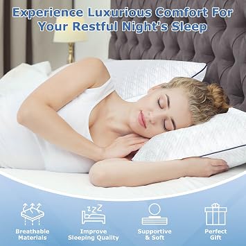 Cooling Bed Pillows Standard Size Set of 2 for Sleeping, Adjustable Shredded Memory Foam Pillows for Side Back Stomach Sleepers - Luxury Gel Pillows hotel pillows with Washable Removable Cover