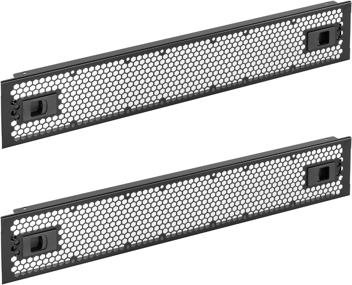 Tecmojo 2 Pack 2U Rack Perforated Blank Panel, Cold Rolled Steel Rack Panel, Rack Mount Plate for 19 in Server Rack Enclosure or Network Cabinet, Snap-in Type Mounting, Black