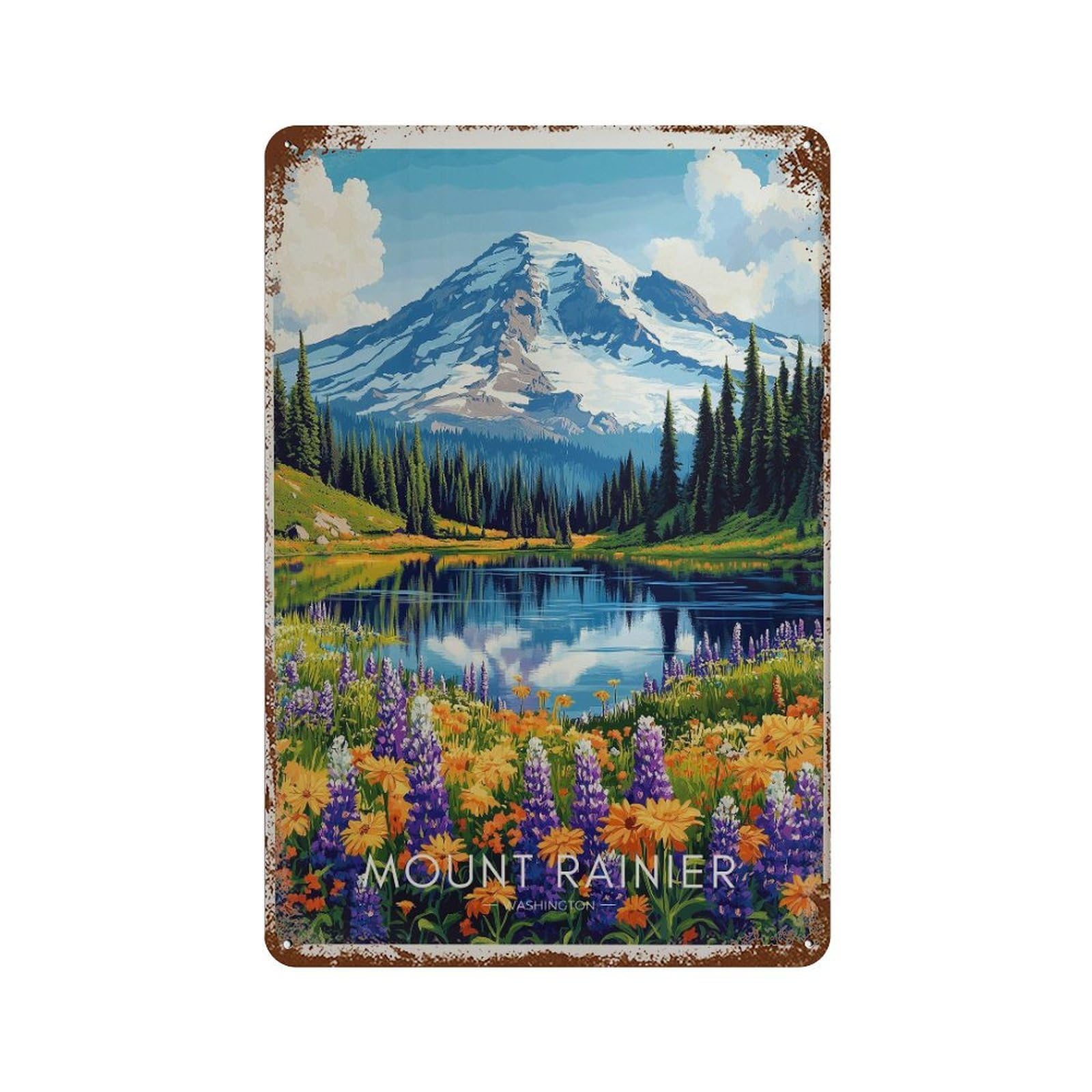 xiaoxiaoshen Mount Rainier Travel Washington Landscape (2) Wall Decor Art Metal Tin Poster Modern Home Decor Art Home Bar Shop Decorations Vintage Sign 30x20cm