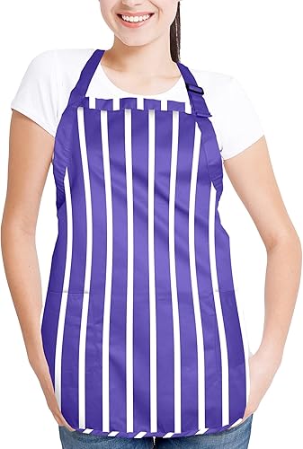 Miniatura 10 de Delantal de cocina para restaurante u hogar, estilo pechera, de hilado de poli algodón (2 bolsillos)