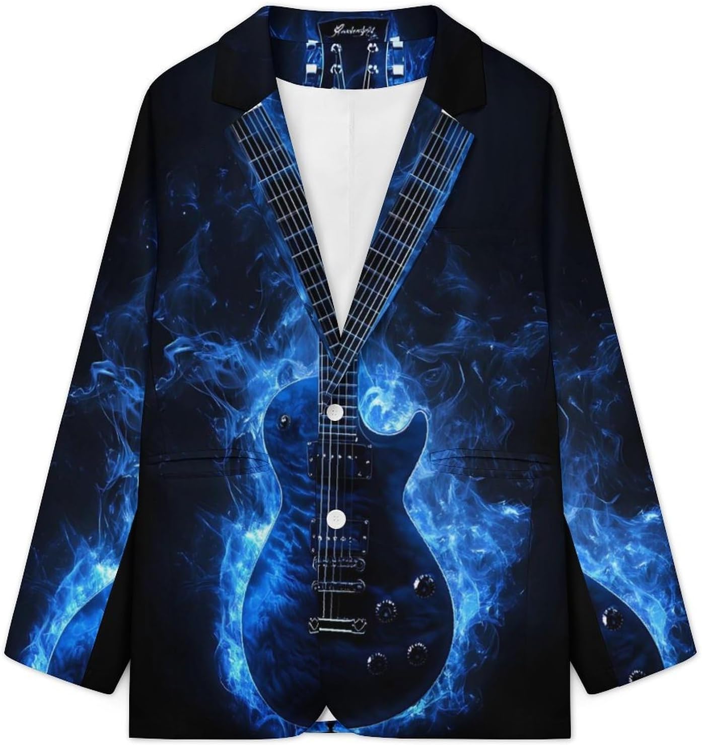 Guitar Music Flame Mens Casual Blazer Two Button Lightweight Sport Coat Suit Jacket