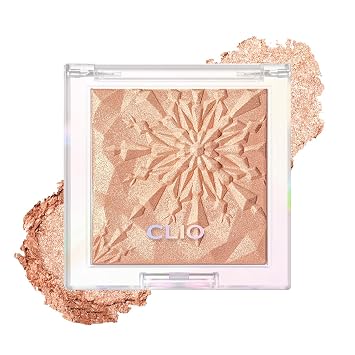 CLIO Prism Highlighter Makeup, High Glossy Face Illuminator & Pearl Shimmer Smooth Baked Powder, Long-Lasting Glitter with Radiant Glow Finish, Korean Beauty 05 Peach Sapphire