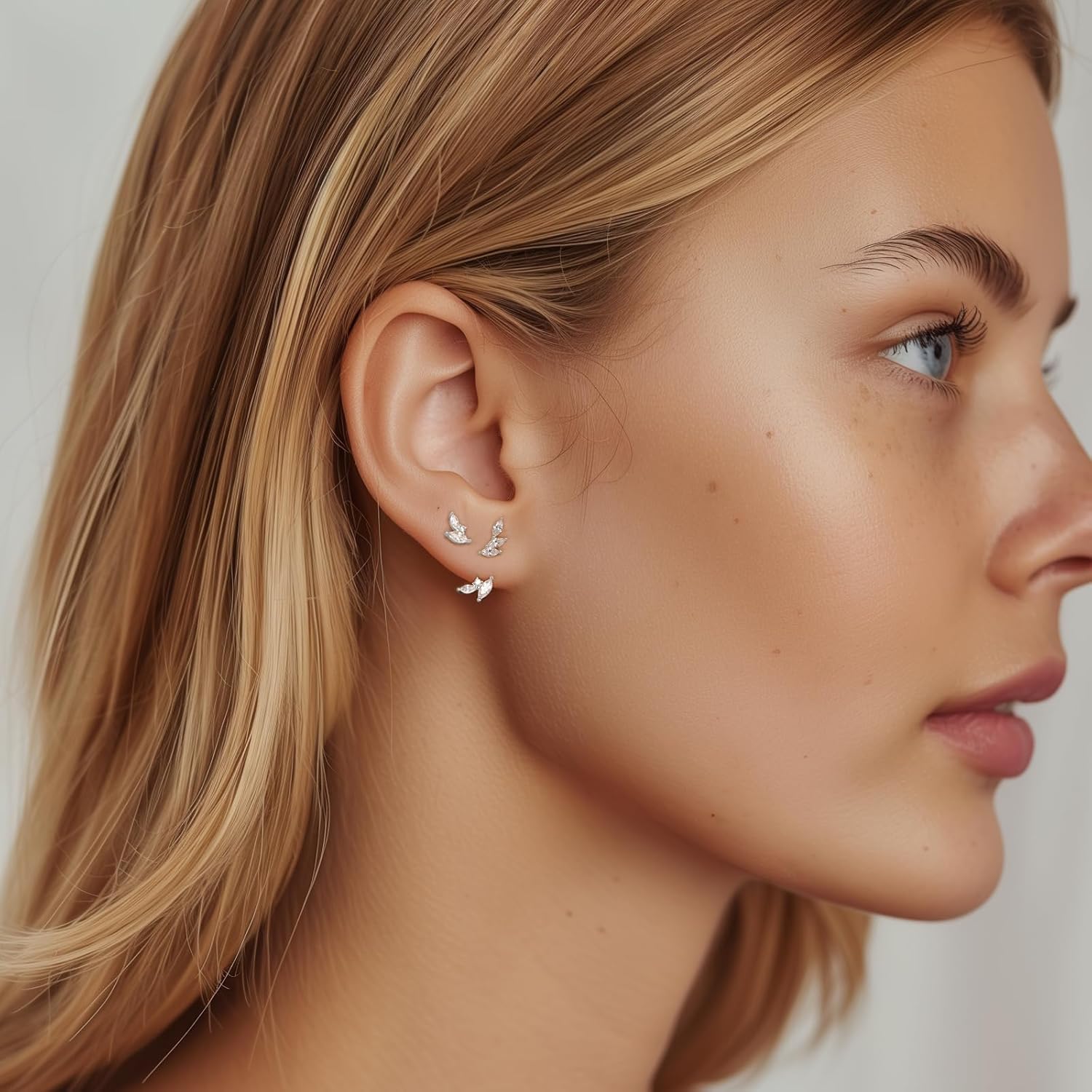 GEORGE · SMITH Sterling silver Earrings Set for Women, 14K gold plated Earrings Girls, 3 Pairs Earrings Set Hypoallergenic for Multiple Piercing - Image 3