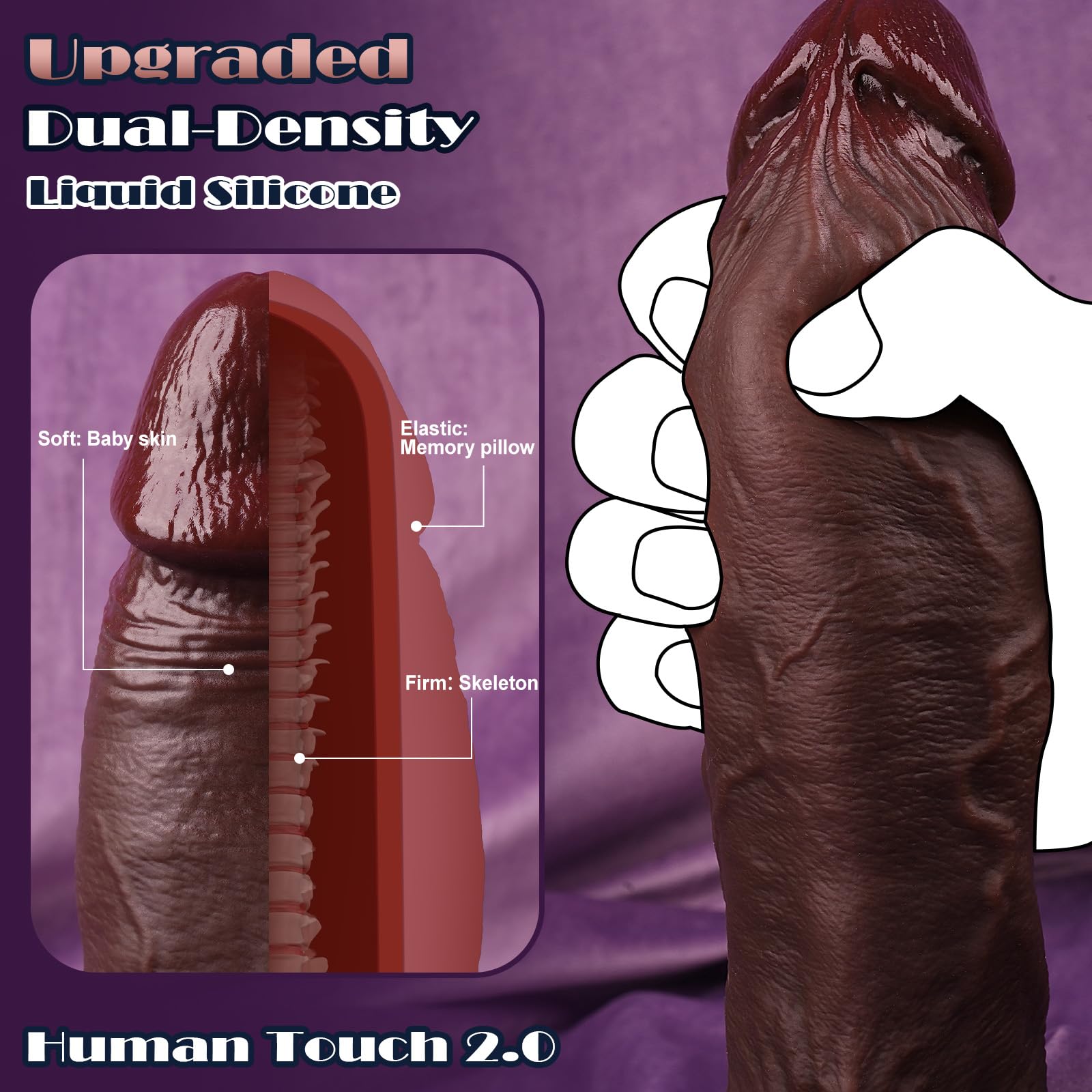 23CM Dildo realistico grande nero, dildo realistico simile alla pelle con ventosa per mani libere, pene finto realistico in silicone, dildo anale, sex toy per donne, uomini e gay