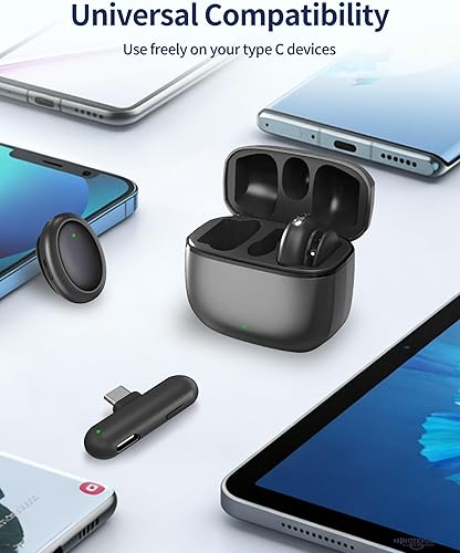 Miniatura 9 de Micrófono inalámbrico para iPhone 17-48kHz24bit Studio Sound AI Filtro de ruido USB-C Lavalier Mic con estuche de carga Mini micrófono Bluetooth