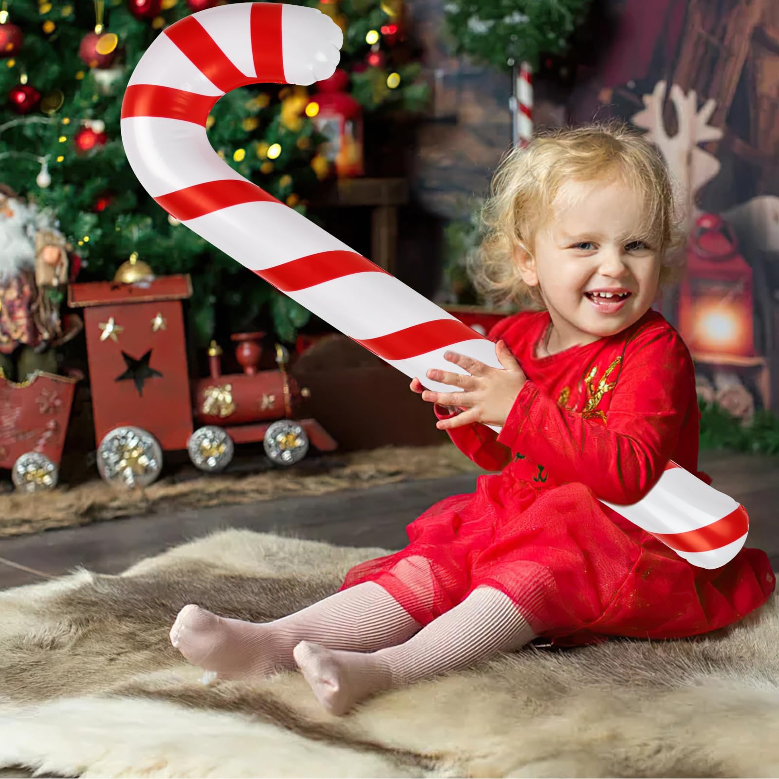 Riesige Aufblasbare Zuckerstangen - 10er Set Für Weihnachtsdeko Draußen