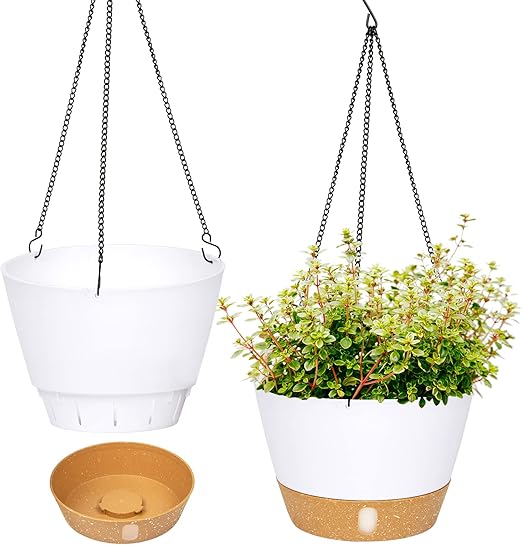 QCQHDU 2Pack Hängende Pflanzgefäße Set,20.3 cm Indoor Outdoor Hängende Pflanzgefäße Korb