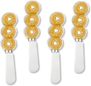 Supreme Housewares Bagel Cheese Spreaders, Hand-Painted Resin Handles with Stainless Steel Blades for Spreading Cream Cheese, Butter, Jam, or Sandwich, Set of 4