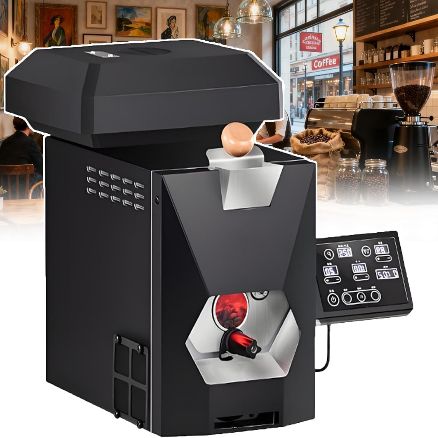 KJZQXYX Coffee Roaster Machine,200g Electric Hot Air Bean Roaster, with Movable Tray/Smoke Purifier,for Home and Commercial Use
