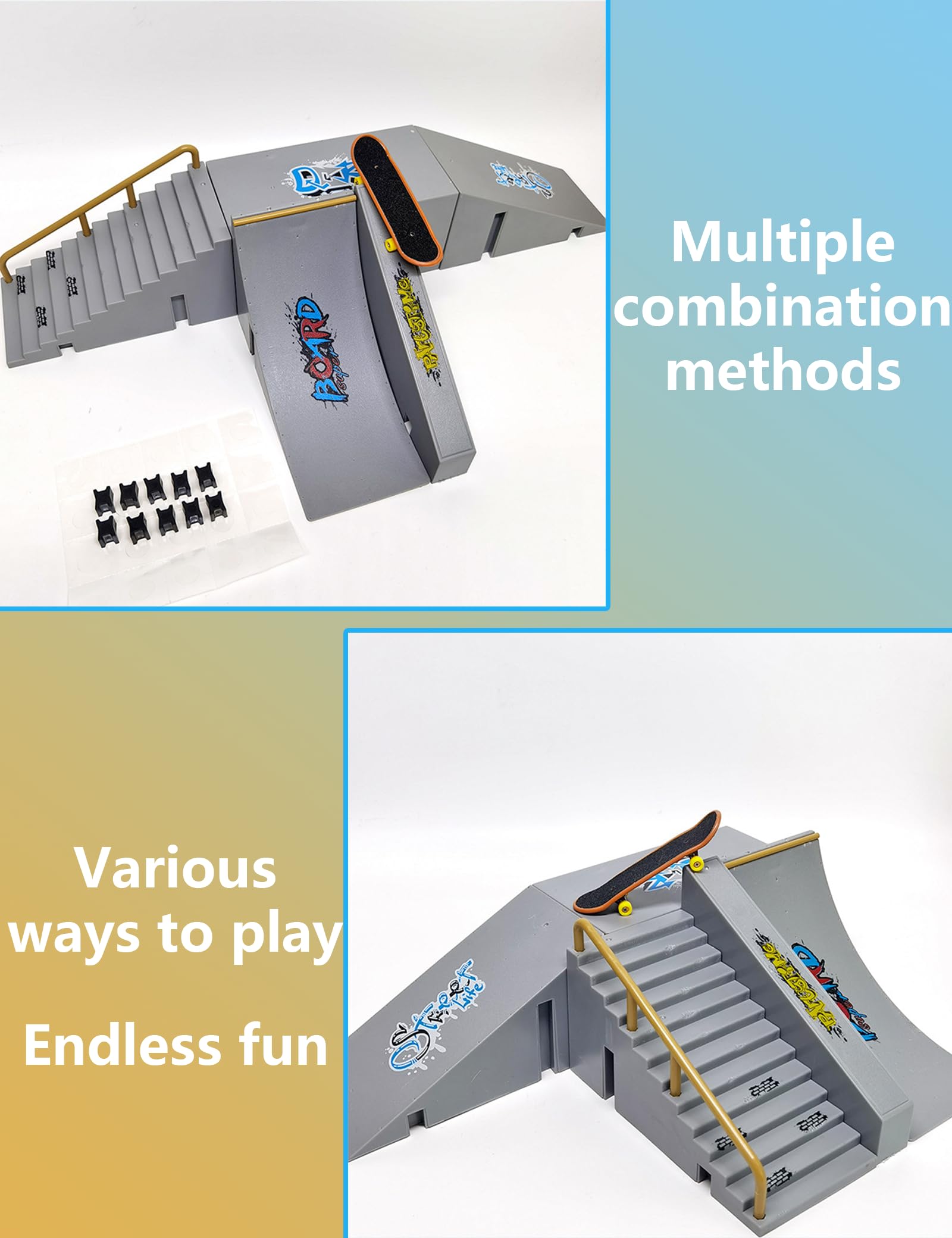 Mini Parc Fingerskateboard 13 en 1, Jouets de Sport, Skate Doigt & Rampe Set, Cadeau d'Entraînement Sportif