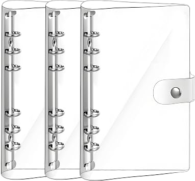 Mziart Clear A5 Binder 6 Ring, Refillable Notebook Planner Cover, 3 Pack