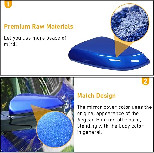 Miniatura 4 de Moonlinks Compatible con Honda Civic 2016-2021 de repuesto para espejo lateral del conductor, azul Egeo metálico para 10 generación Civic, 2019-2022