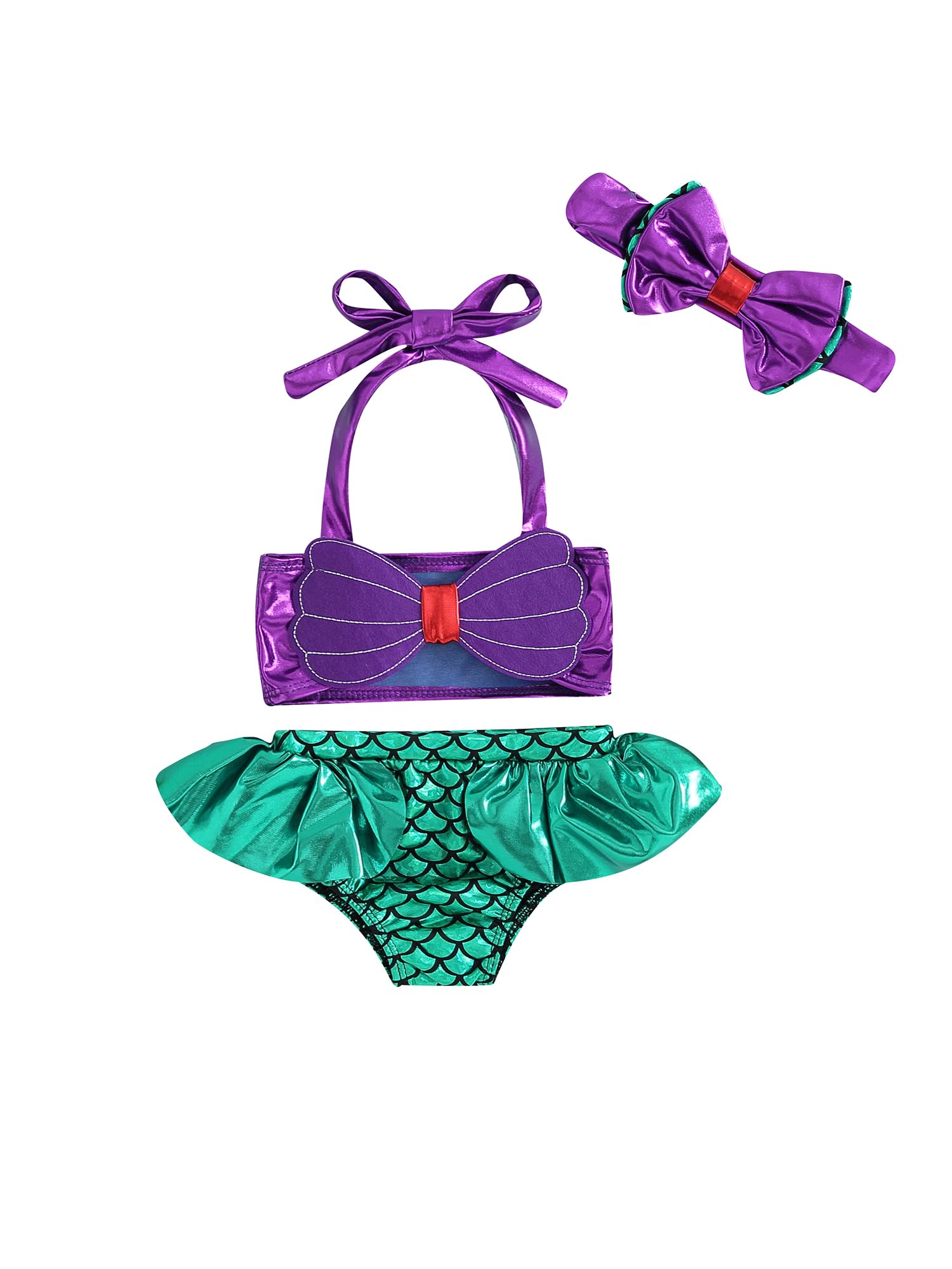 Sexy outfit Kostium kąpielowy dla dziewczynki Syrenka 3-częściowy strój kąpielowy | Idealny na lekcje pływania, wakacje, przyjęcia urodzinowe i odgrywanie ról z motywem syreny