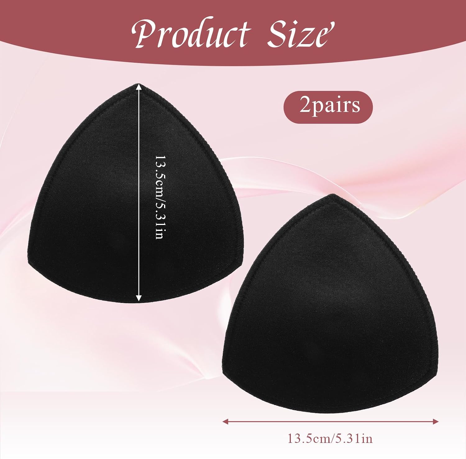 2 Pairs Sports Bra Pad Inserts, Removable Triangle Bra Cups Inserts Push Up Breathable Breast Enhancers Insert for Sports Bras Women Dresses Swimsuits Bikini (Black)