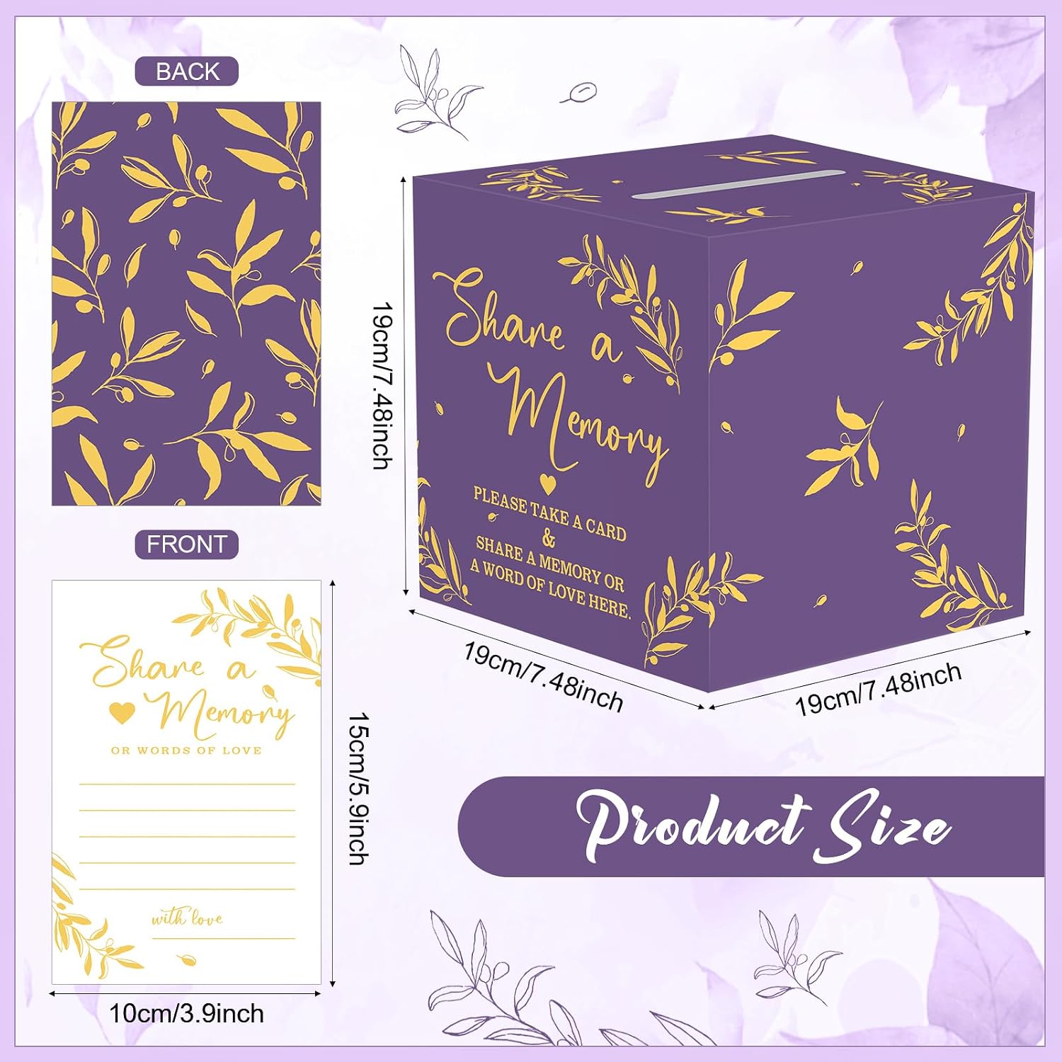 Pajean 50 Share a Memory Cards and Box, Purple Gold, Trendy image 2
