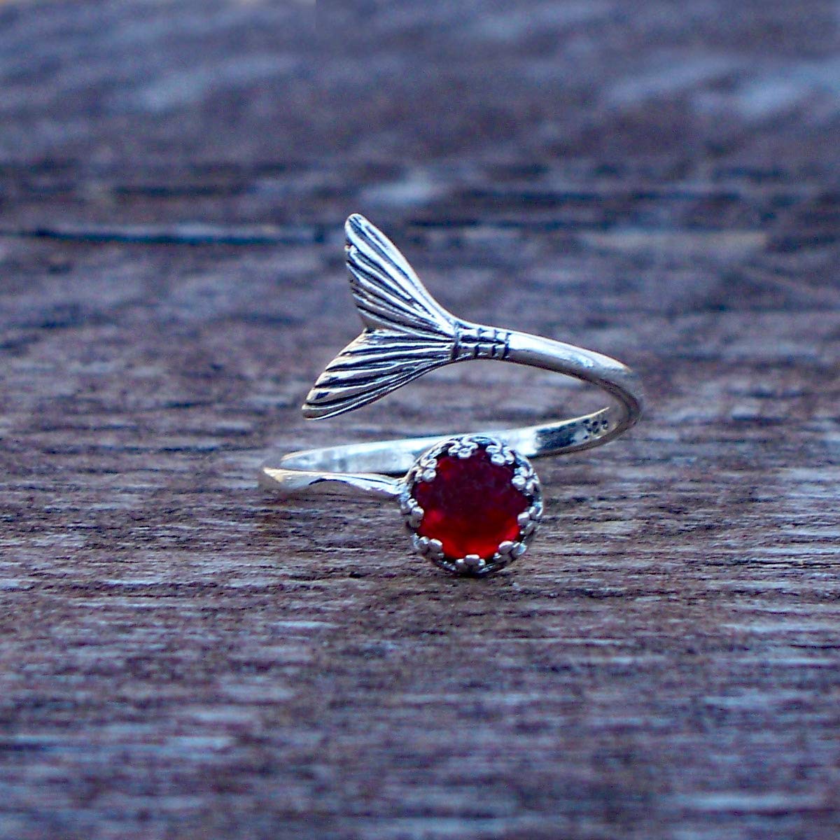 Bottled Up DesignsRecycled Vintage 1940's Red Beer Bottle Mermaid Ring in Sterling Silver