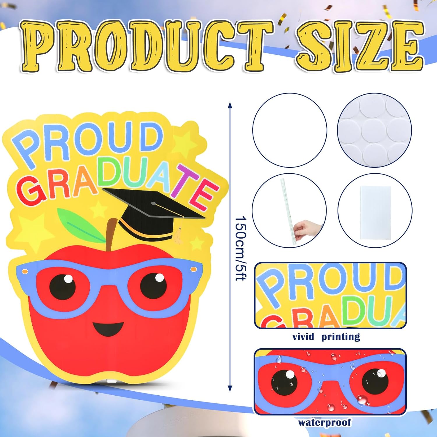 Bucherry 5 Feet 2026 Elementary Graduation Cardboard Stand-up Cutout Life-Size Happy Graduation Party Decoration Backdrop Photo Prop Standup for Preschool Kindergarten School Decor Supply