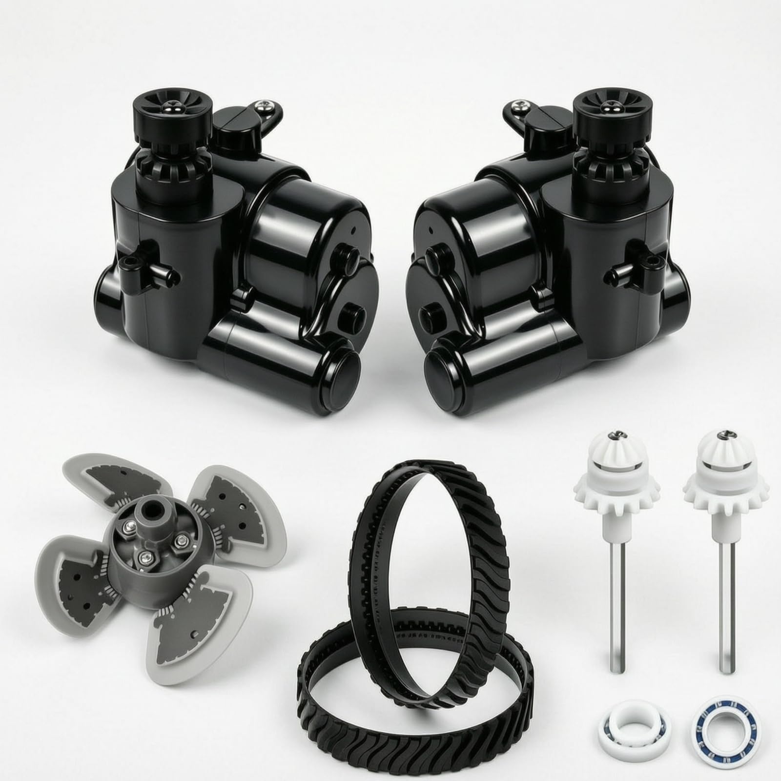 Kit Réfection pour Robot Piscine MX8 Pro avec Courroies à Bans Noires et Roues à pour Assurer Une Traction Adapté aux Piscines à Revêtement Liner et Béton