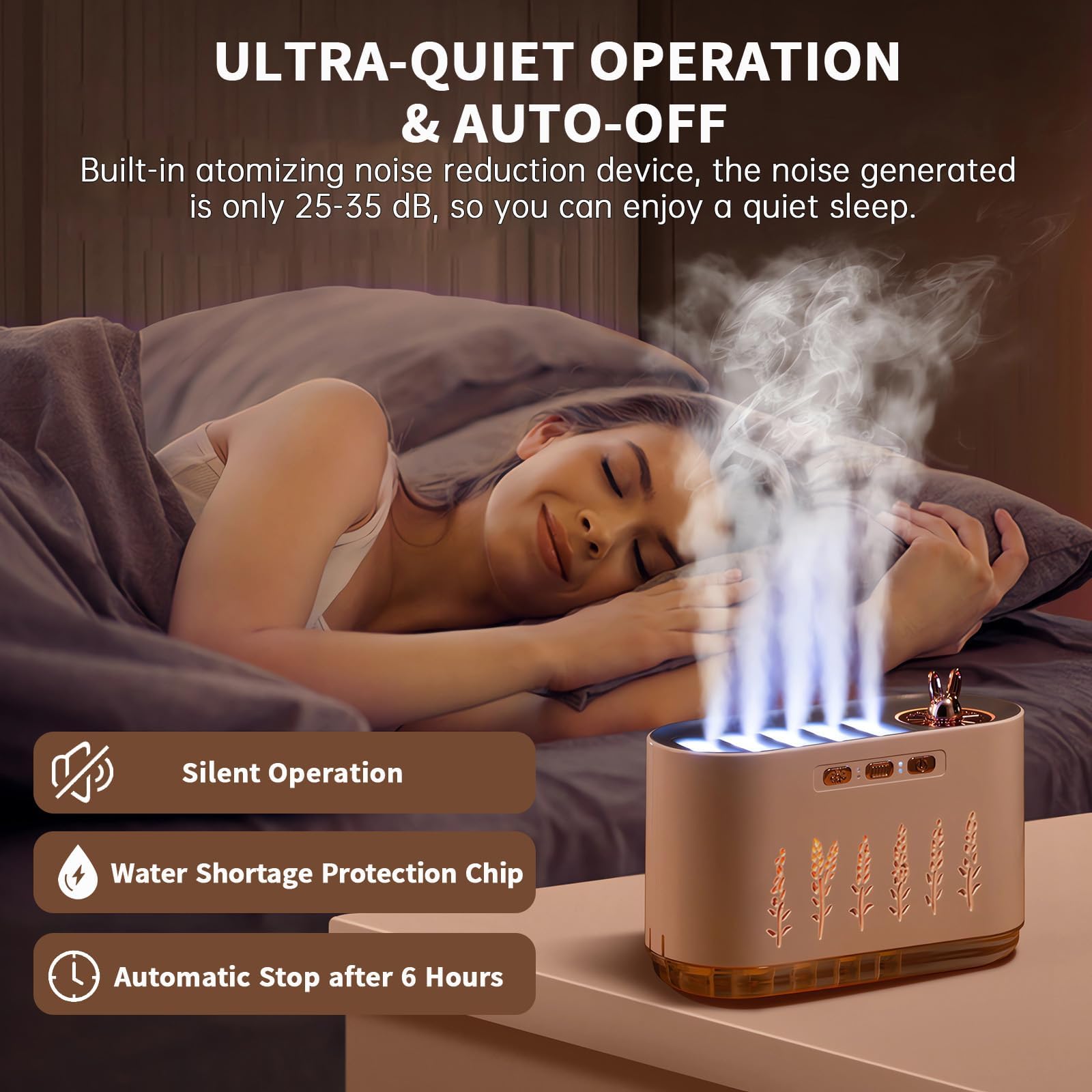Difusor de aceite esencial, humidificador de 700 ml para dormitorio, niebla fría con sincronización de música, súper silencioso y apagado automático, perfecto para el hogar, la oficina y el yoga