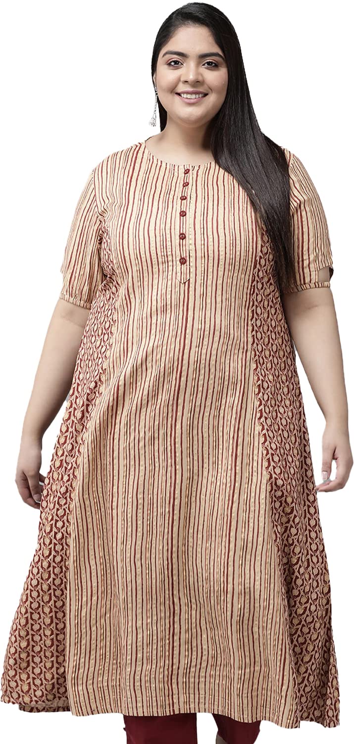 Yash Gallery Women's Rayon Relaxed Fit A Line Floral Printed A-Line Kurta