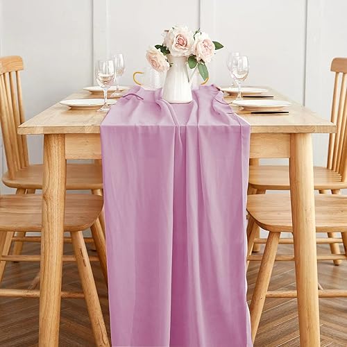 Yourose 2 caminos de mesa de gasa rosa rubor de 10 a 29 x 120 pulgadas, tela rústica transparente para decoraciones románticas de boda, baby shower