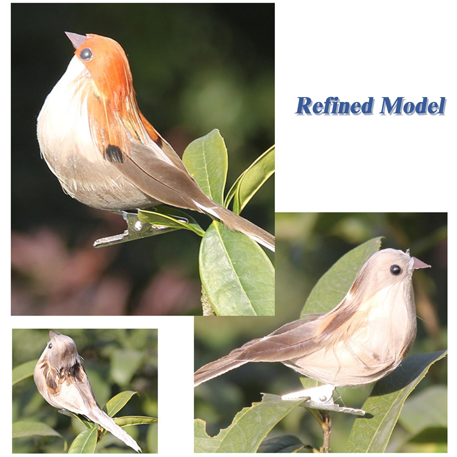 Uccelli Artificiali Con Clip - 6 Pezzi Decorativi Per Giardino, Casa, Feste, 10x5x4 Cm - Foto 4