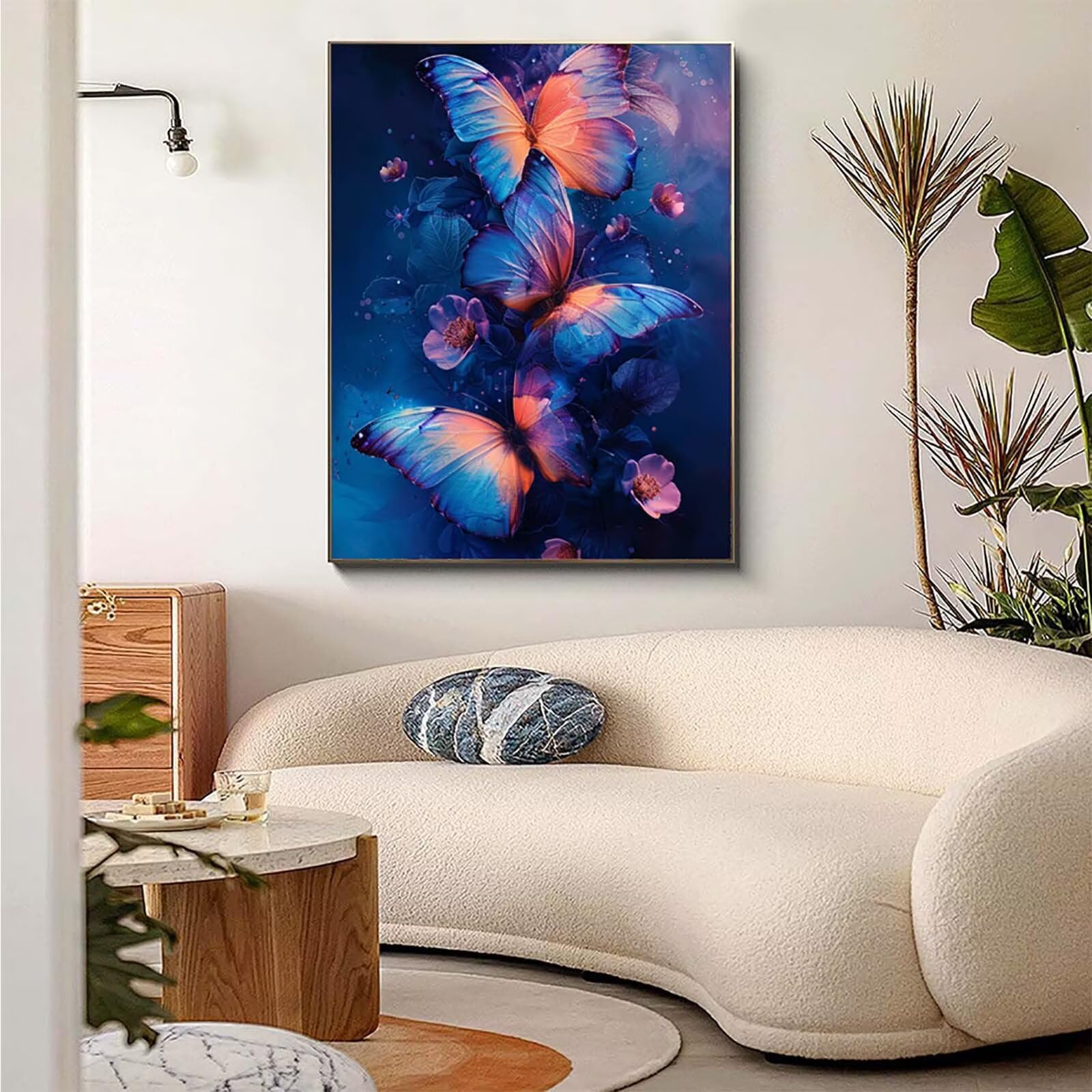 Pintura por números para adultos enmarcado, flores y mariposas, kit de pintura para principiantes por números, incluye lienzo con marco, 3 pinceles, colgador de pared y pintura acrílica, pintura Pintura por números para adultos enmarcado, flores y mariposas, kit de pintura para principiantes por números, incluye lienzo con marco, 3 pinceles, colgador de pared y pintura acrílica, pintura