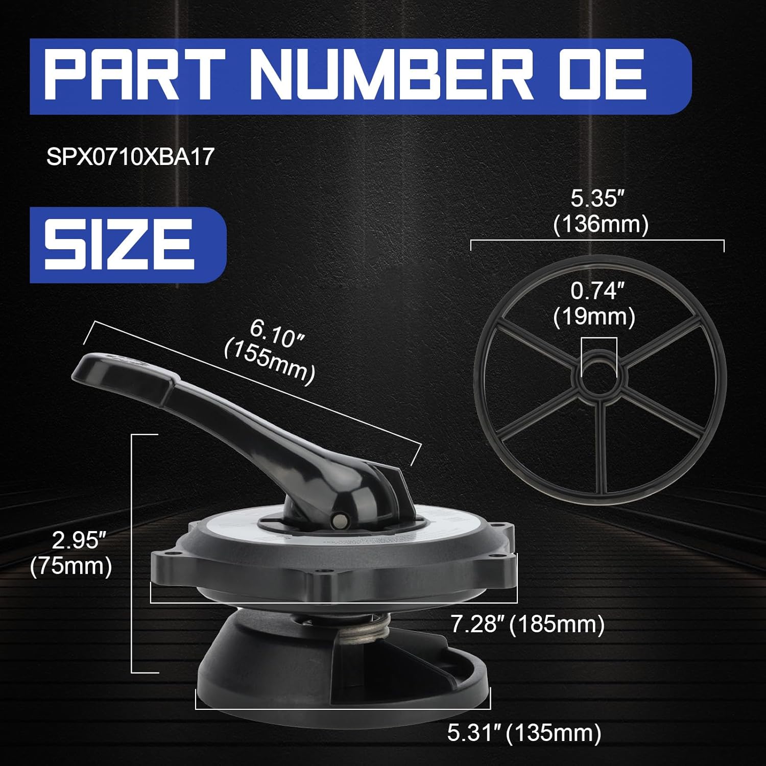 SPX0710XBA17 Hayward SP0710 Key Cover & Handle Assembly with Gasket and O-Ring - Compatible with Vari-Flo Multiport Valves SP0710X, SP0711, SP0712 (1-1/2" 1976+ Models)