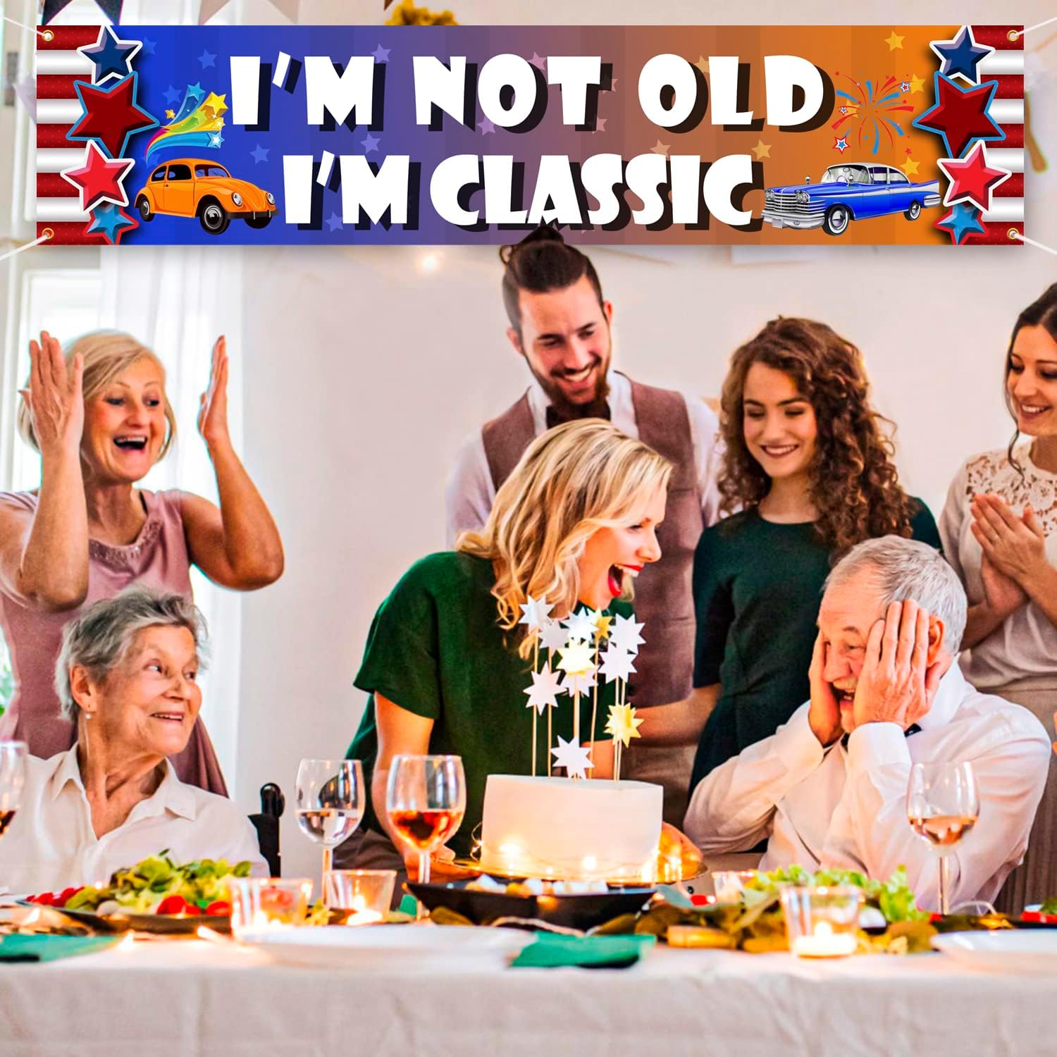 I'm Not Old I'm Classic Yard Banner Classic Car Theme Birthday Yard Sign Vintage Car Backdrop Banner for Men Funny 40th 50th 60th 70th 80th Birthday Retirement Party Supplies image 5