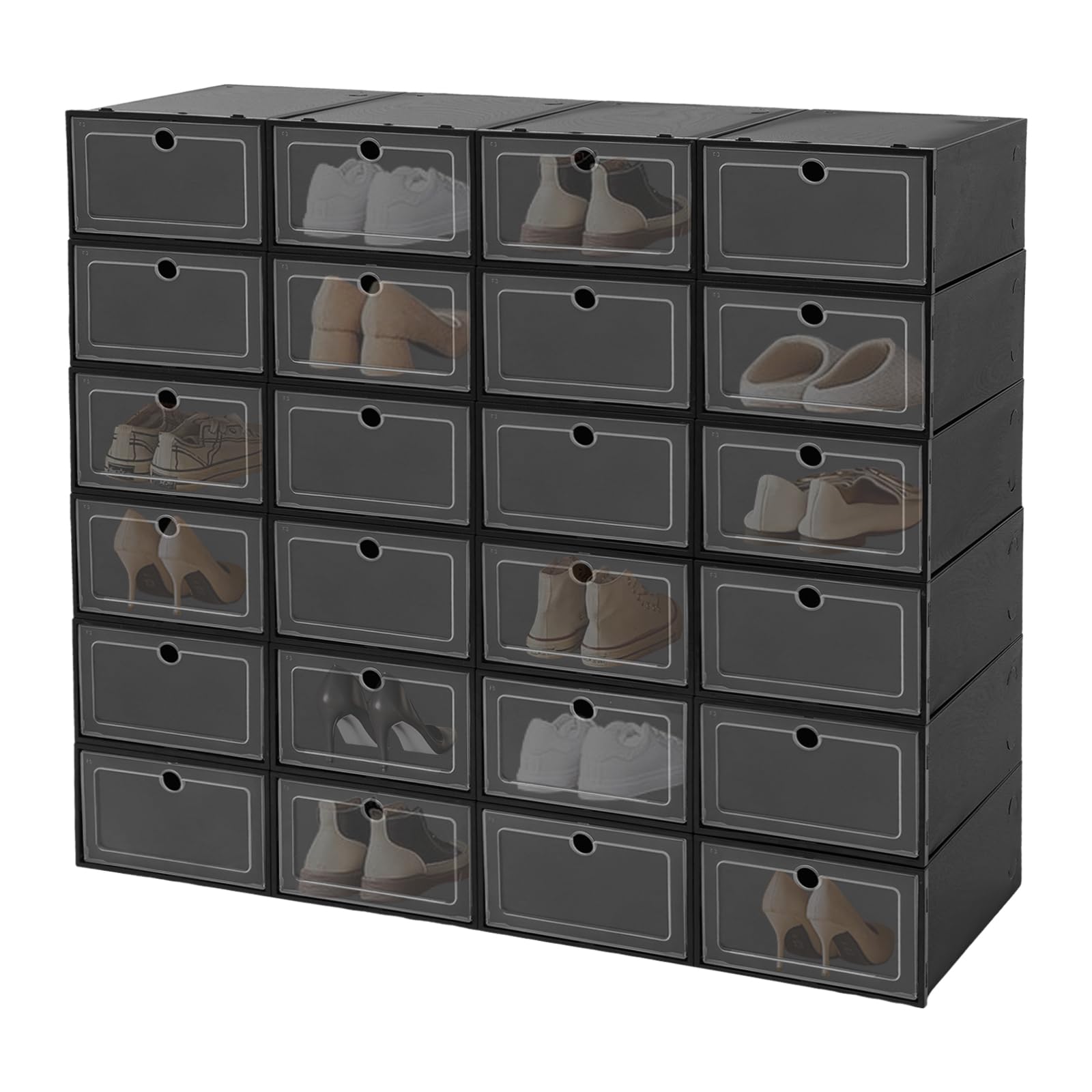 Cajas de zapatos de plástico para organizar el vestidor familiar con orden visual