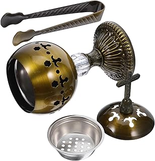 Traditional Metal Incense Burner with Tongs Antique Bronze Censer for Aromatherapy Meditation Spiritual Practice Decor Controlled Burn Charcoal Holder for Even Fragrance