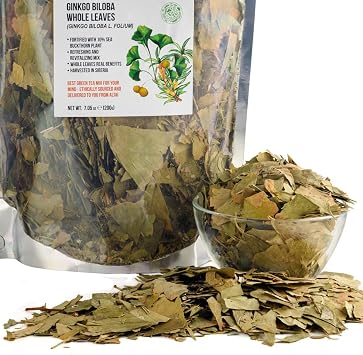 Siberian Green Ginkgo Biloba Cut and Sifted Loose Leaves 200g 7.06 oz Tea with Sea Buckthorn Leaves