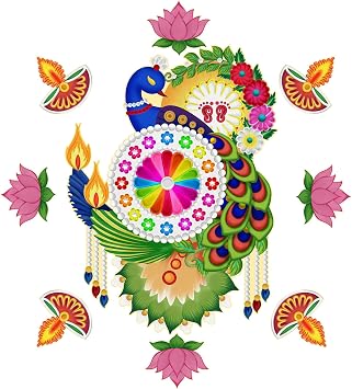 Diwali Decorations for Home Vinyl PVC Diwali Rangoli Sticker for Home Floor Entrance Table Indian Wedding Festival Decorations and Gifts