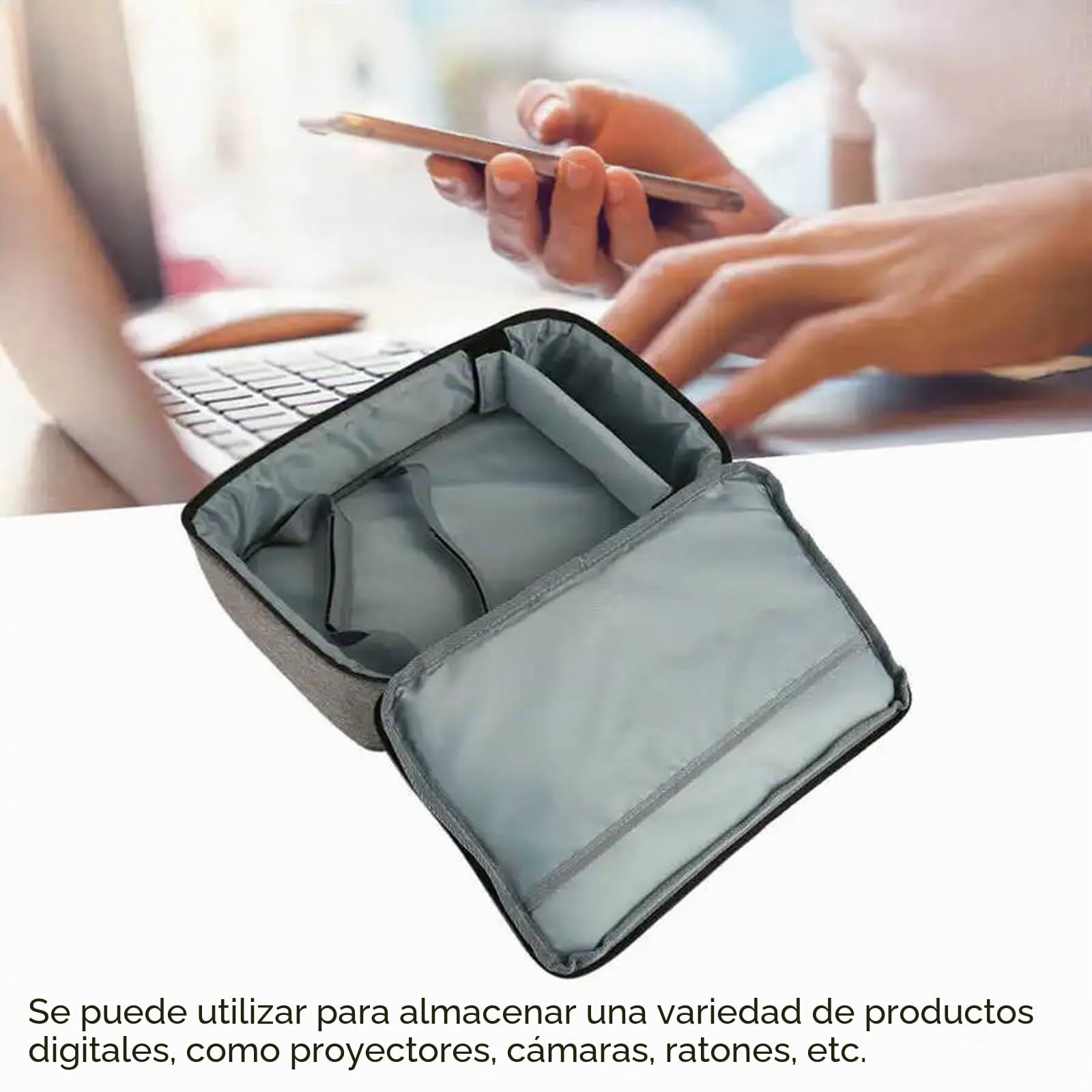 docooler Bolsa para proyector doméstico Funda de transporte portátil para proyector y accesorios Bolsa de viaje para proyector a prueba de golpes Resistente al desgaste con cremallera lisa