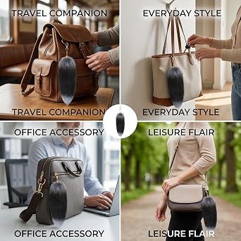 Therian Tail, Furry Tail Keychain, 40 cm Length Soft Plush Key Ring, Realistic Faux Fur Tail, Decorative Accessory for Personal Style, Key Ring for Backpack, Purse & Gear